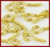 LH49004 Small Brass Screw Hook (Pack of Twenty)